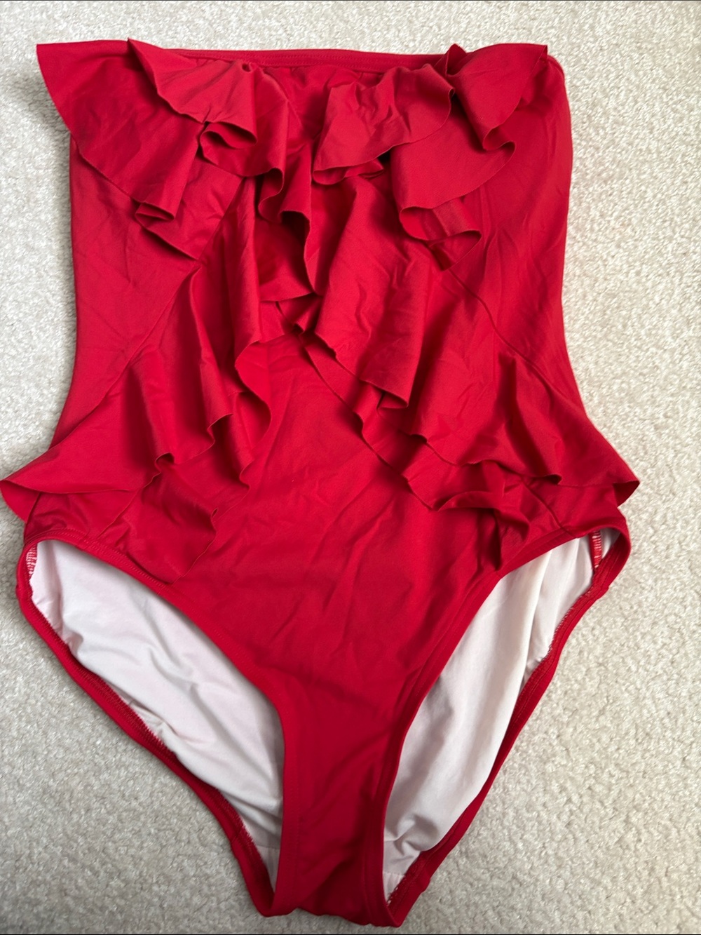 Michael Kors strapless Red Ruffle One-Piece Swimsuit size 6